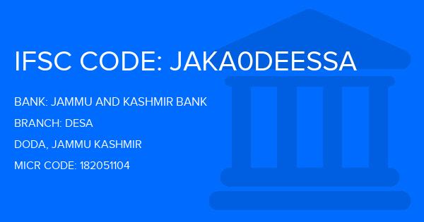 Jammu And Kashmir Bank Desa Branch IFSC Code