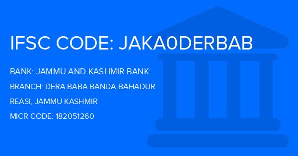Jammu And Kashmir Bank Dera Baba Banda Bahadur Branch IFSC Code