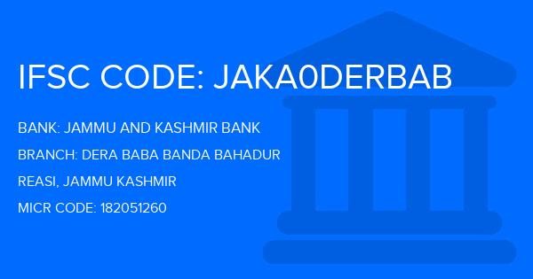 Jammu And Kashmir Bank Dera Baba Banda Bahadur Branch IFSC Code