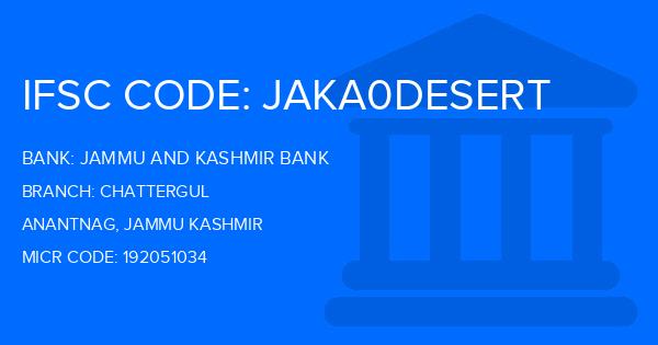 Jammu And Kashmir Bank Chattergul Branch IFSC Code