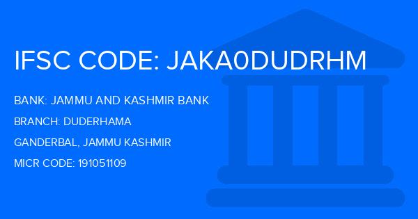 Jammu And Kashmir Bank Duderhama Branch IFSC Code