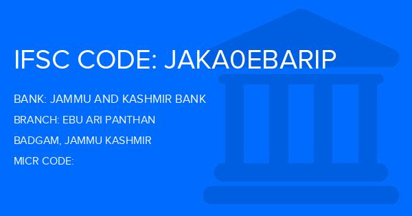 Jammu And Kashmir Bank Ebu Ari Panthan Branch IFSC Code
