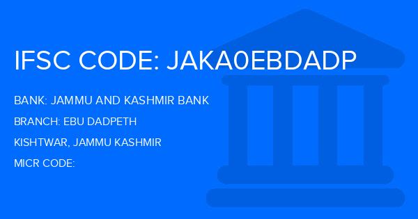 Jammu And Kashmir Bank Ebu Dadpeth Branch IFSC Code