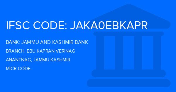 Jammu And Kashmir Bank Ebu Kapran Verinag Branch IFSC Code