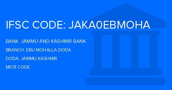 Jammu And Kashmir Bank Ebu Mohalla Doda Branch IFSC Code
