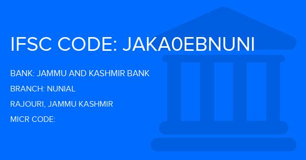 Jammu And Kashmir Bank Nunial Branch IFSC Code