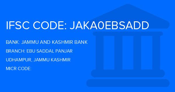 Jammu And Kashmir Bank Ebu Saddal Panjar Branch IFSC Code