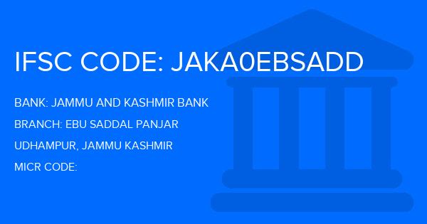 Jammu And Kashmir Bank Ebu Saddal Panjar Branch IFSC Code