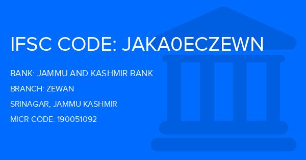 Jammu And Kashmir Bank Zewan Branch IFSC Code