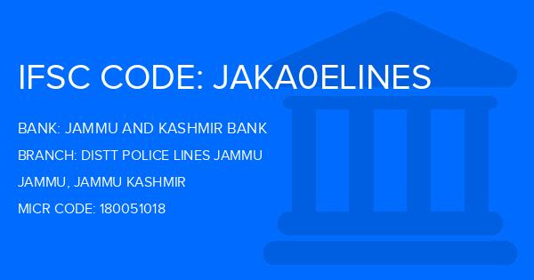 Jammu And Kashmir Bank Distt Police Lines Jammu Branch IFSC Code