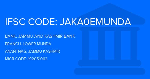 Jammu And Kashmir Bank Lower Munda Branch IFSC Code