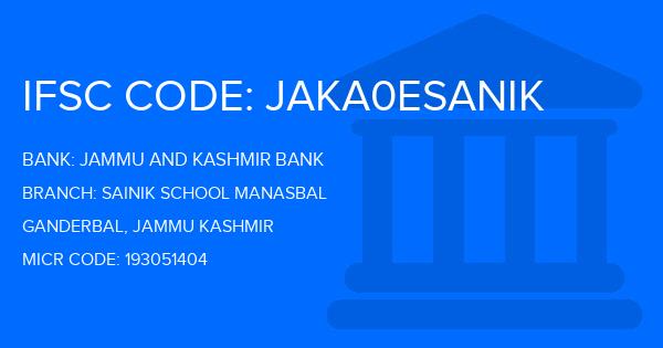 Jammu And Kashmir Bank Sainik School Manasbal Branch IFSC Code