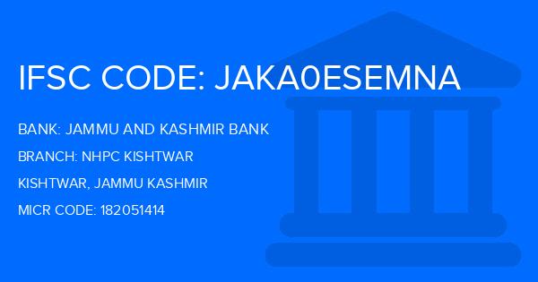 Jammu And Kashmir Bank Nhpc Kishtwar Branch IFSC Code
