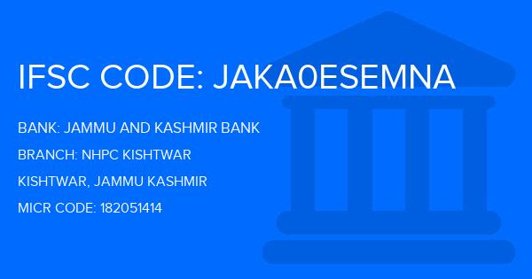 Jammu And Kashmir Bank Nhpc Kishtwar Branch IFSC Code