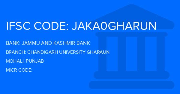 Jammu And Kashmir Bank Chandigarh University Gharaun Branch IFSC Code