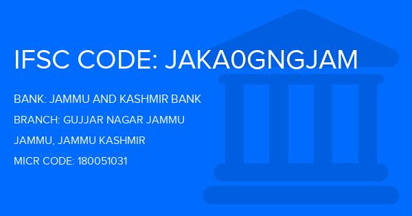 Jammu And Kashmir Bank Gujjar Nagar Jammu Branch IFSC Code