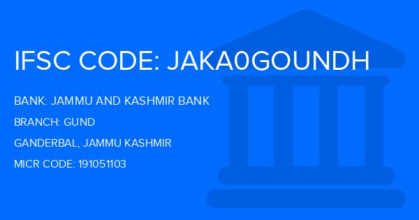 Jammu And Kashmir Bank Gund Branch IFSC Code