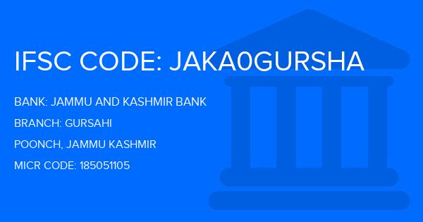 Jammu And Kashmir Bank Gursahi Branch IFSC Code