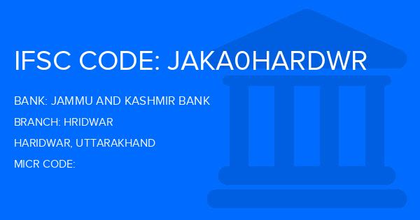 Jammu And Kashmir Bank Hridwar Branch IFSC Code