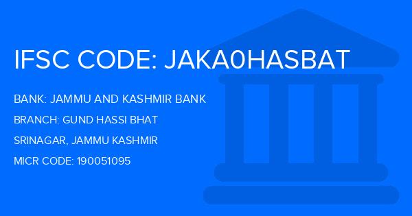 Jammu And Kashmir Bank Gund Hassi Bhat Branch IFSC Code