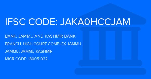 Jammu And Kashmir Bank High Court Complex Jammu Branch IFSC Code