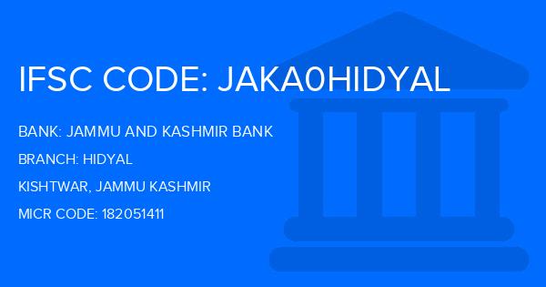 Jammu And Kashmir Bank Hidyal Branch IFSC Code
