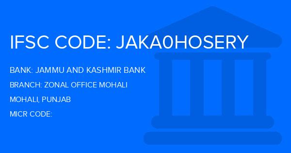 Jammu And Kashmir Bank Zonal Office Mohali Branch IFSC Code