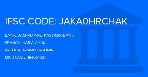 Jammu And Kashmir Bank Haria Chak Branch IFSC Code