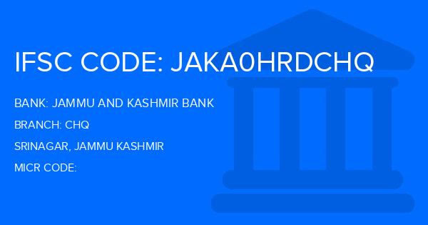 Jammu And Kashmir Bank Chq Branch IFSC Code