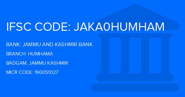 Jammu And Kashmir Bank Humhama Branch IFSC Code