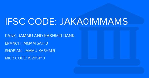 Jammu And Kashmir Bank Immam Sahib Branch IFSC Code