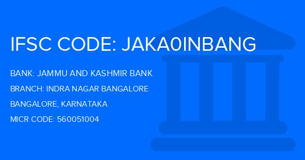 Jammu And Kashmir Bank Indra Nagar Bangalore Branch IFSC Code