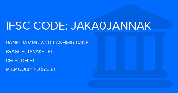 Jammu And Kashmir Bank Janakpuri Branch IFSC Code