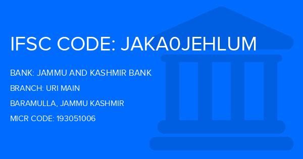 Jammu And Kashmir Bank Uri Main Branch IFSC Code
