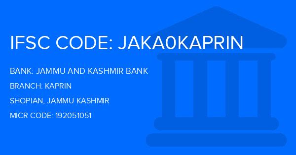 Jammu And Kashmir Bank Kaprin Branch IFSC Code
