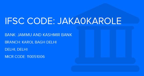 Jammu And Kashmir Bank Karol Bagh Delhi Branch IFSC Code