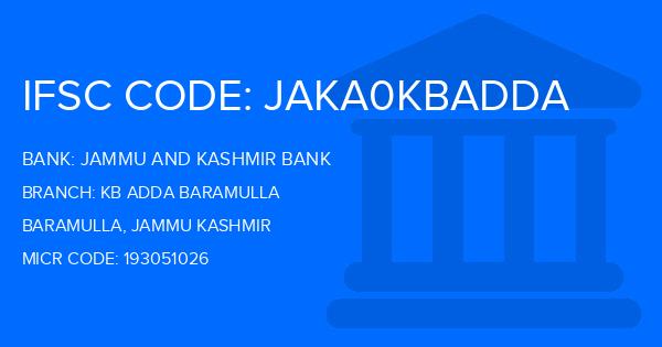 Jammu And Kashmir Bank Kb Adda Baramulla Branch IFSC Code