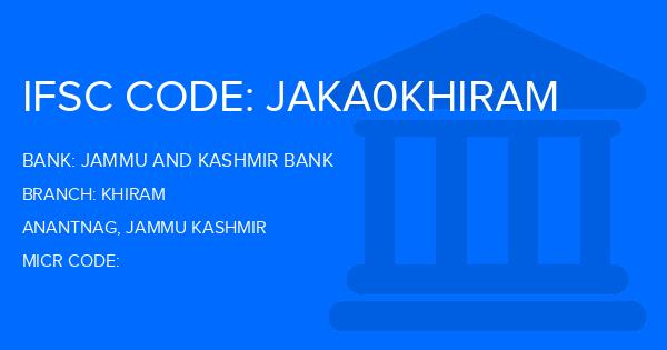 Jammu And Kashmir Bank Khiram Branch IFSC Code