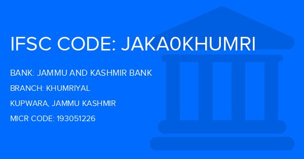 Jammu And Kashmir Bank Khumriyal Branch IFSC Code