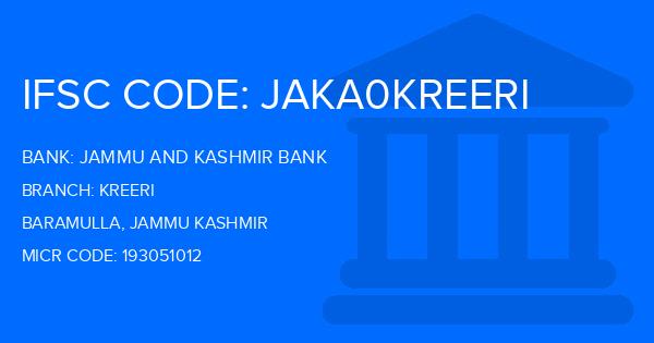 Jammu And Kashmir Bank Kreeri Branch IFSC Code
