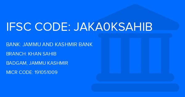 Jammu And Kashmir Bank Khan Sahib Branch IFSC Code