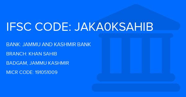 Jammu And Kashmir Bank Khan Sahib Branch IFSC Code