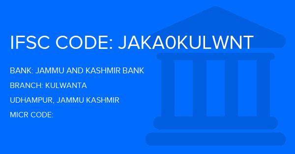 Jammu And Kashmir Bank Kulwanta Branch IFSC Code