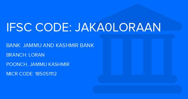 Jammu And Kashmir Bank Loran Branch IFSC Code