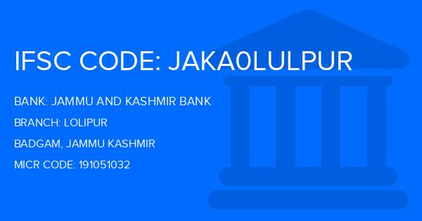 Jammu And Kashmir Bank Lolipur Branch IFSC Code