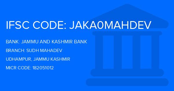 Jammu And Kashmir Bank Sudh Mahadev Branch IFSC Code