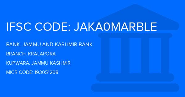 Jammu And Kashmir Bank Kralapora Branch IFSC Code