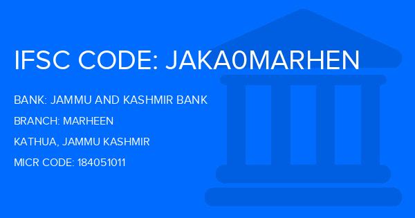 Jammu And Kashmir Bank Marheen Branch IFSC Code