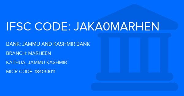 Jammu And Kashmir Bank Marheen Branch IFSC Code