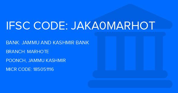 Jammu And Kashmir Bank Marhote Branch IFSC Code